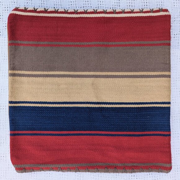 Pottery Barn Wool Pillow Covers Southwestern Stripe Blanket Stitch Set of 2 - Picture 4 of 10
